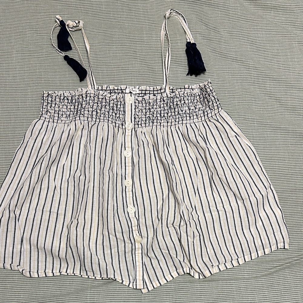 Maurices White and Blue Striped Tank Top